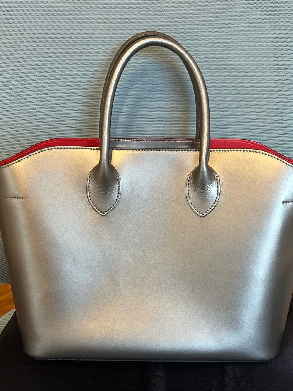Metallic Silver Leather Tote
